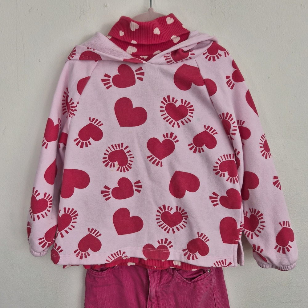 Pink Heart Pattern Kids Shirt